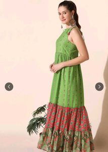 Green Printed Maxi Dress