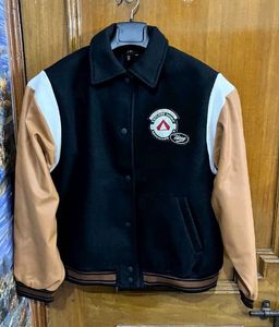 H&amp;M BLACK UNISEX VARSITY JACKET S