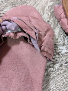 Pink Suede Flats With Straps 💝