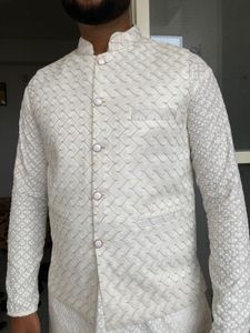 Ivory Patterned Kurta Set