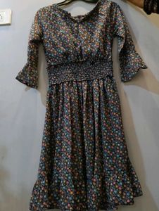 Floral Print Smocked Waist Dress