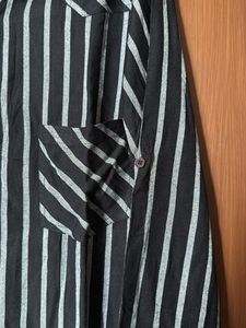 Black Stripes Shirt Dress