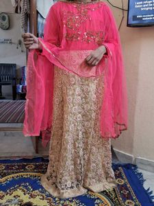 Elegant Pink &amp; Gold Ethnic Dress