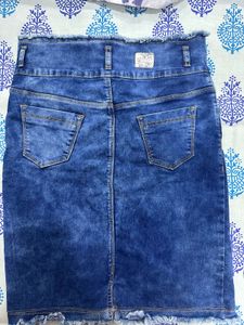Knee Length Denim Skirt
