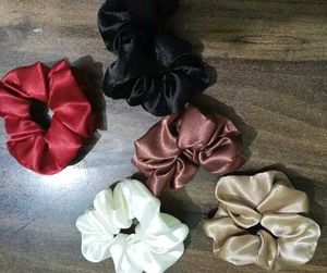 Silk Scrunchie Set  (Pack 5)