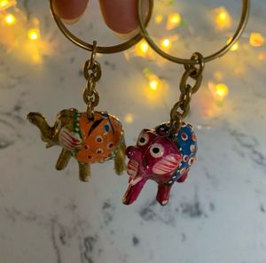 Elephant Keychains - Handcrafted Pack Of 2