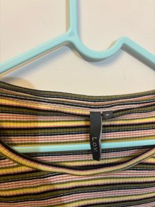 Striped Tee with Tie Sleeves