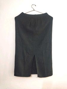 Black Ribbed Knit Skirt