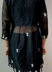 Embroidered Sheer Black Tunic Top 💕