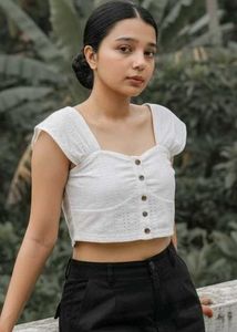 White Button-Front Top