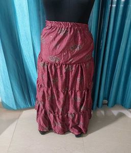 Tiered Maroon Skirt