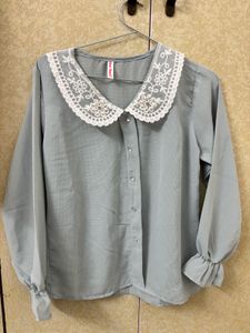 Korean style light blue/grey top