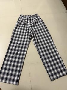 Black & White Plaid Wide Leg Pants