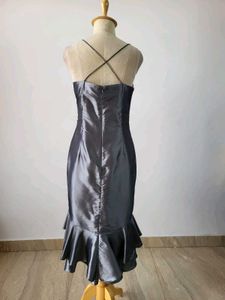 Gray Ruffle Hem Party Dress