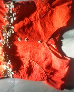 Orange Floral Top( 34 size)