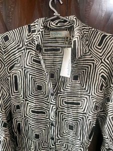 Chic Geometric Print Shirt Dress