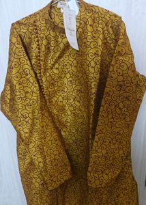 Ethnic motifs printed silk kurta