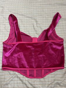 Pink Velvet Embellished Corset Top
