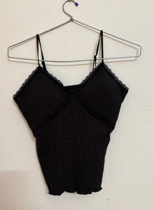 Black Lace Trim Cami Top