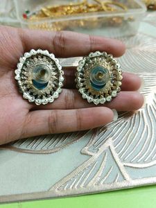 Vintage Turquoise Rhinestone Clip-On Earrings