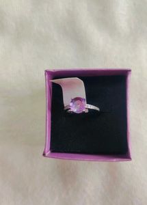 925 Elegant Purple Diamond Ring With Hallmark