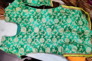 CUTE GREEN SHORT BANARASI KURTI 💛💚