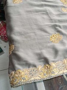 Elegant Embroidered Saree (Issue)