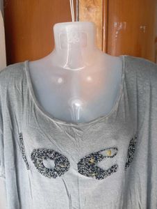 Grey embellished T-shirt