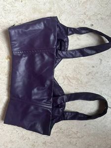 ZARA FAUX LEATHER BUSTIER TOP💜💟🟪