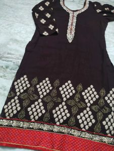 Elegant Brown Embroidered Kurta