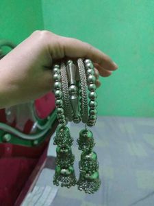 Silver Tone Jhumka Bangles
