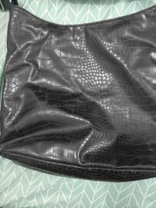 Black Croc Embossed Shoulder Bag