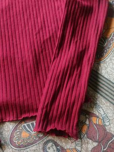 Burgundy Ribbed Long Sleeve Top