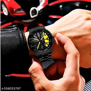 Sleek Black &amp; Yellow Accent Watch