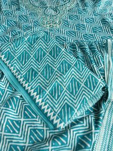 Green Printed Kurta Set L