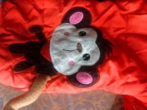 Kids Orange Monkey Puffer Jacket