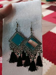 Silver Mirror Pair Of Earrings