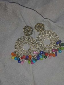 Multi Colour Golden Earrings