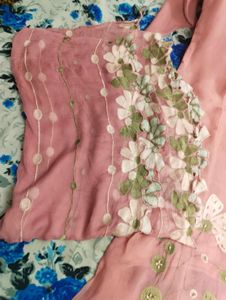 Pink Floral Embroidered Pant Kameez