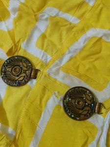 White And Yellow Ethnic Gown For Women