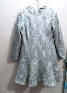 Elegant Lace Pattern Winter Frock