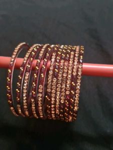 Red &amp; Gold Sparkle Bangle Set