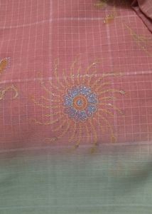 Georgette Saree with Stitched Blouse - Peach
