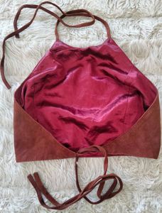 ✨Vintage Suede and Satin Halter Top✨