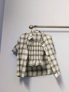 Plaid Top & Shirt Set