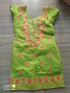 Green Embroidered Kurta suit