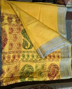 Elegant Yellow Saree without Blouse Piece