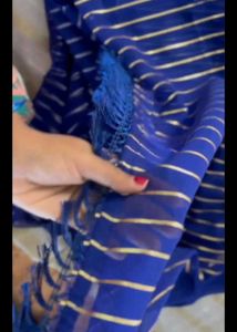 Royal Blue Chiffon Saree With Designer Blouse