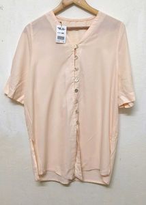 Trendy New Peach Button-Down Top