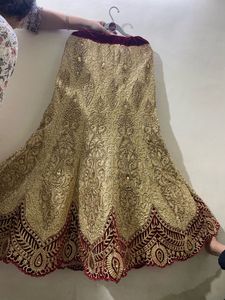 Embroidered Velvet Lehnga With Blouse N Dupatta